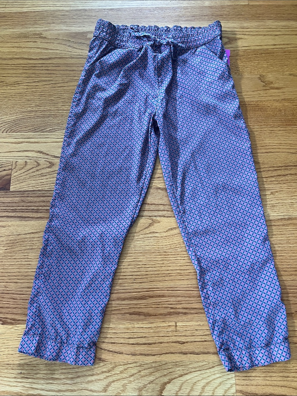 aerie Pink and Blue Geometric Women's Lounge Silky Drawstring Joggers Pants Med